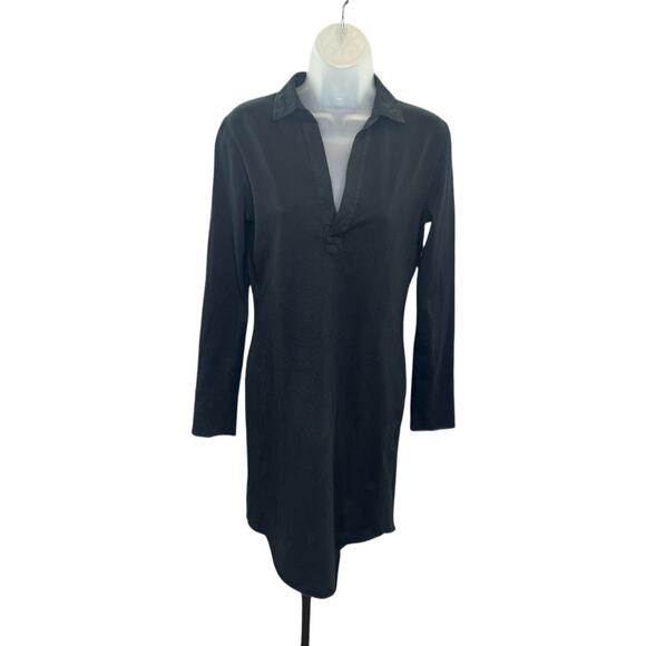 Frank And Eileen Nicole Black Collared Popover Dress Raw Hem Women’s Size XS - Picture 2 of 9